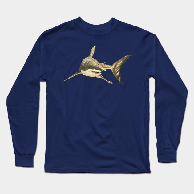 Shark Long Sleeve T-Shirt by CarolineArts